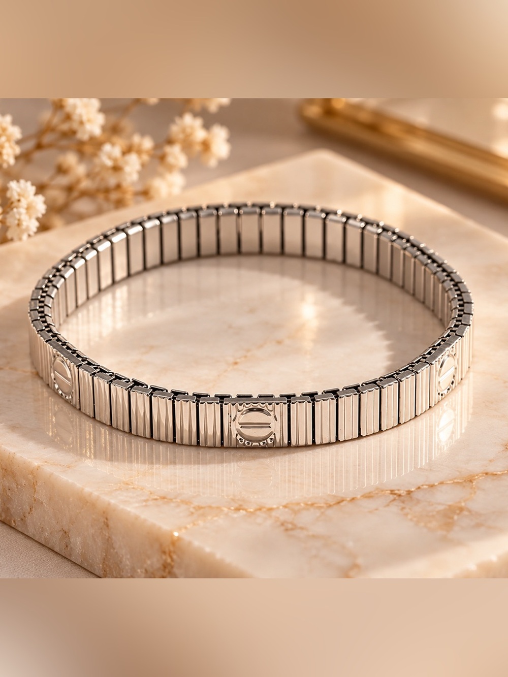 Silver-Tone Women’s Stretch Link Bracelet